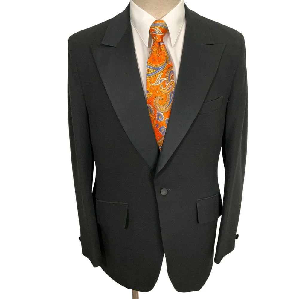 Palm Beach Tuxedo Jacket Men 41L Black Formal Peak Lapel